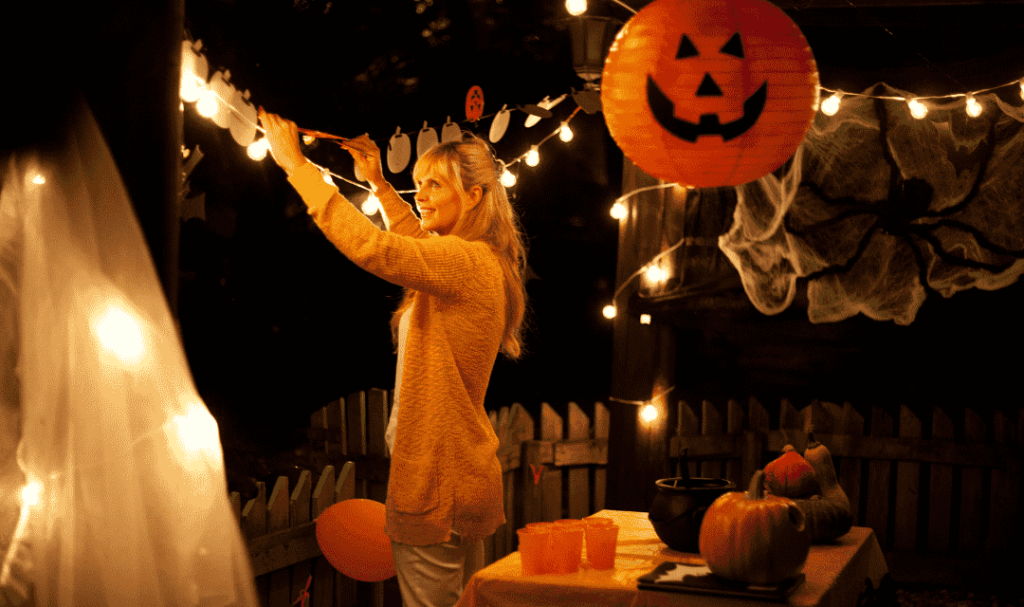 GTA Electrician installing spooky lights for Halloween